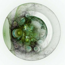 FRACTAL ART DESIGN GREETING CARD Green Bubbles